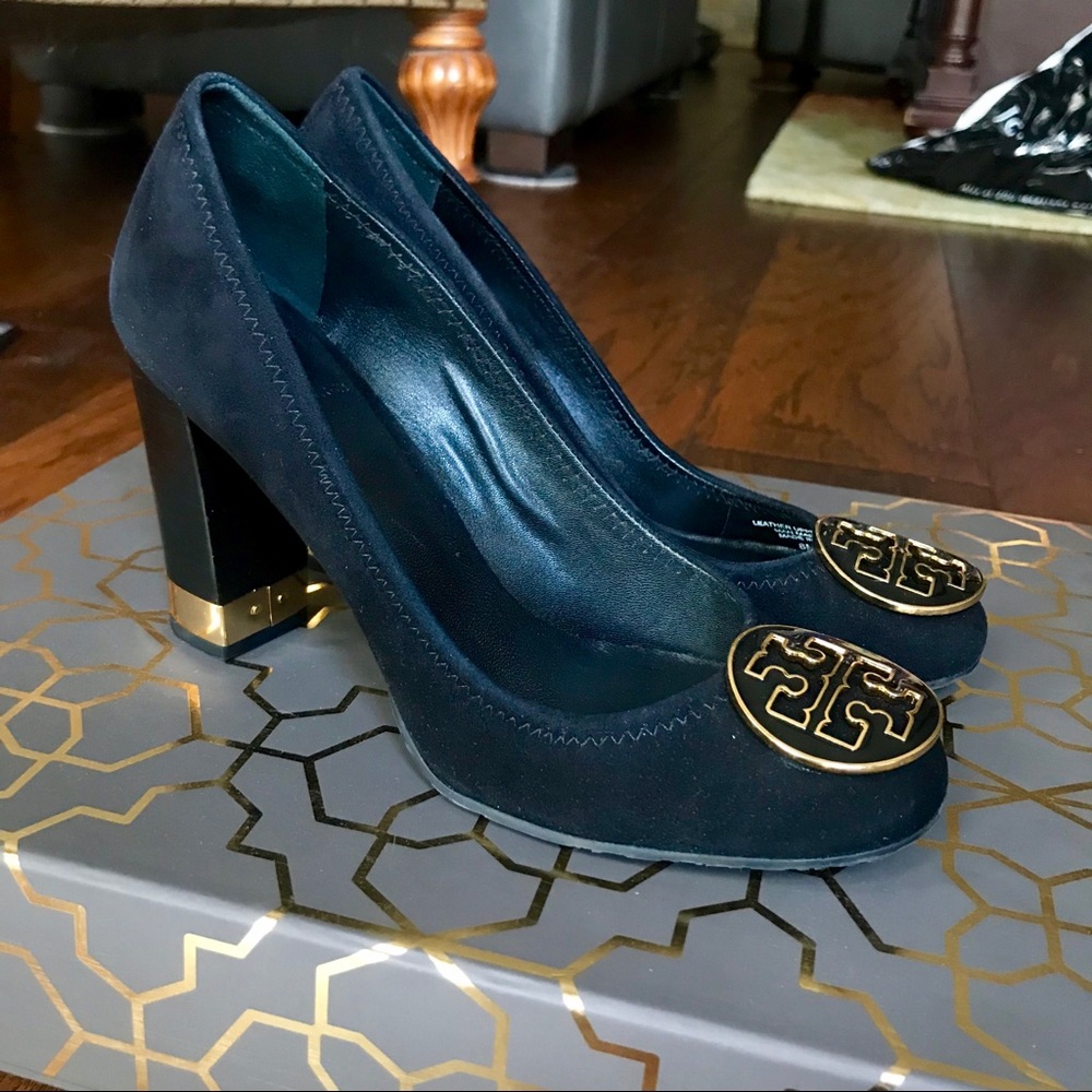 Tory Burch Maddie Suede Gold Heels